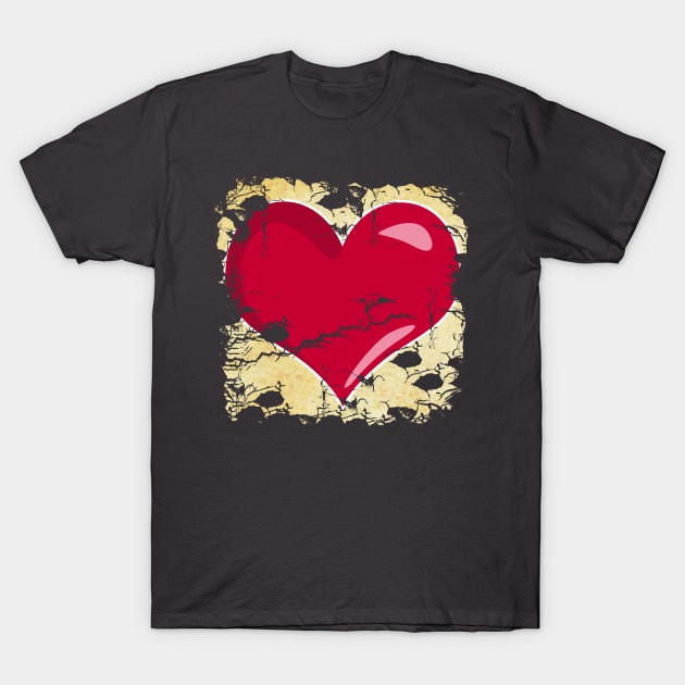 Vintage Heart - Valentines T-Shirt by Fun Funky Designs